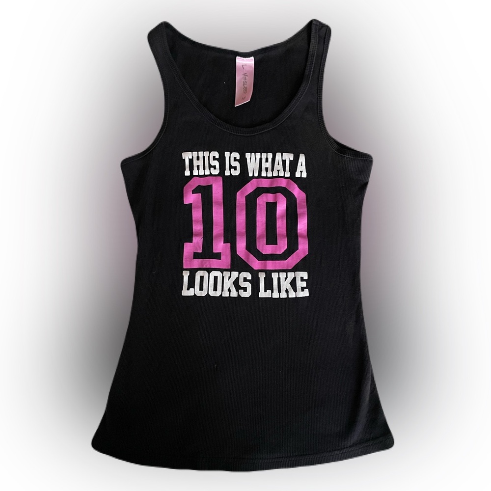 Love To Sleep- Black Tank Top with Pink and White Print